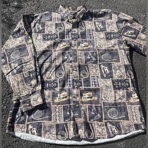 Bit & Bridle Men's Large‎ Button Down Long Sleeve Rodeo Cowboy Western Hat Rope